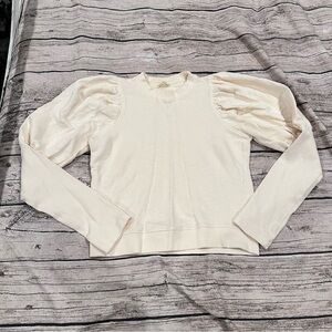 Ulla Johnson Cream Philo Puff Sleeve Swestshirt Size Small